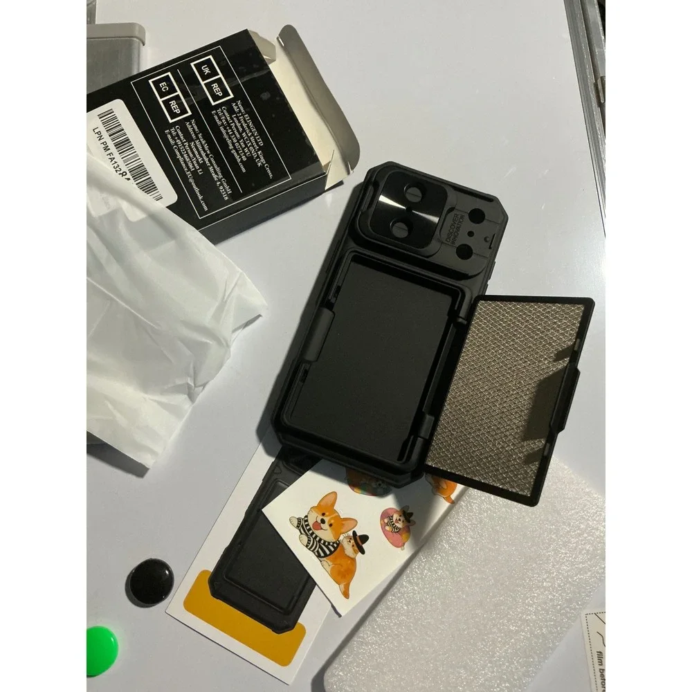 BXYJY iPhone 17 Pro Case Black Wallet Card‎ Holder Slide Camera Cover Heavy Duty